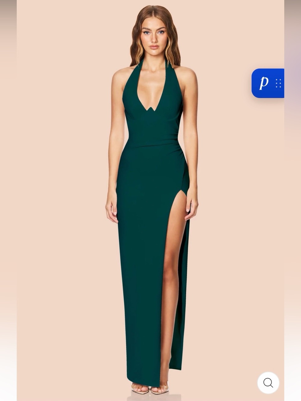 Nookie Cinema Halter Gown Teal